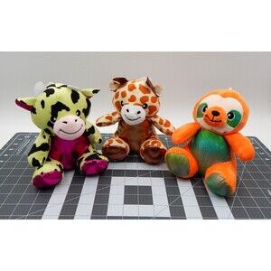 Peek-A-Boo Toys Giraffe Cow Sloth Plush Lot Glitter Bellies Stuffed Animal Toys